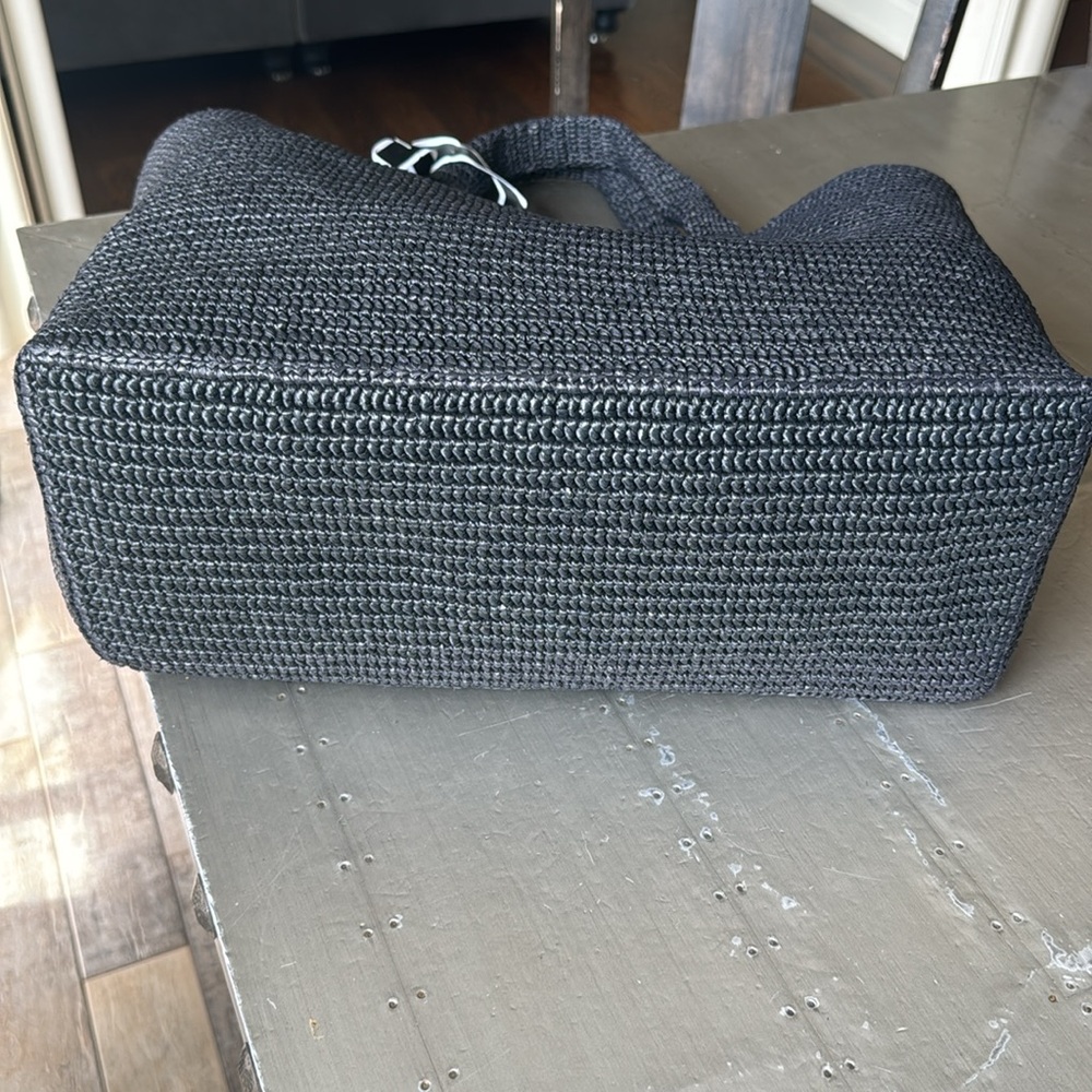 Ysl saint laurent large raffia tote shopper bag travel beach black  bag $2550 - Picture 11 of 11